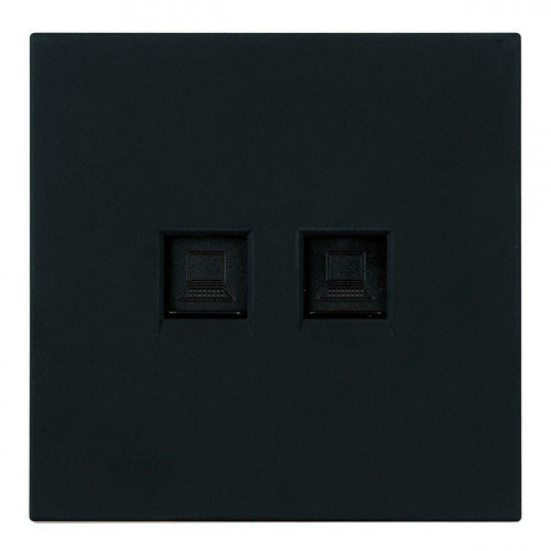 Розетка компьютерная 2-местная RJ-45 (механизм) Stekker Мия RST00-3111-05 черный бархат 50451