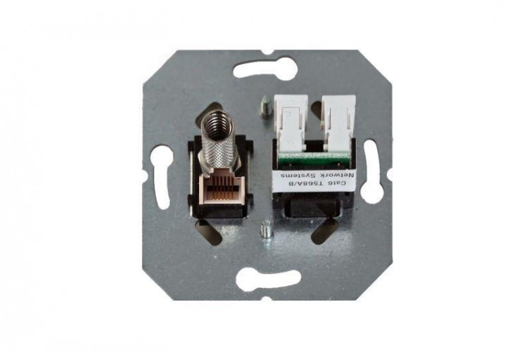 Розетка RJ45/TV Liregus Epsilon серебро 28-183