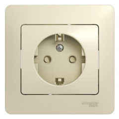 Розетка 2К+З Systeme Electric Glossa 16A 250V со шторками бежевая GSL000244