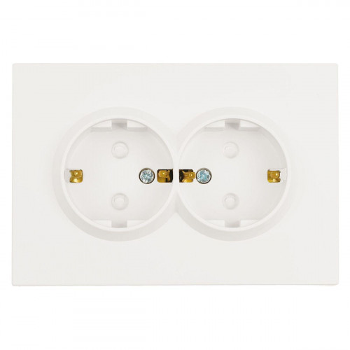 Розетка 2-местная с з/ш с/з СЗК Stekker 250В 16А Эмили RST16-5114-01ZK белый фарфор soft touch 50236