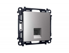 Комплект механизма компьютерной розетки AMBRELLA VOLT ALFA Сталь матовый RJ-45(8P8C) CAT6 с шторкой QUANT (AP5120, VM188) MA512010