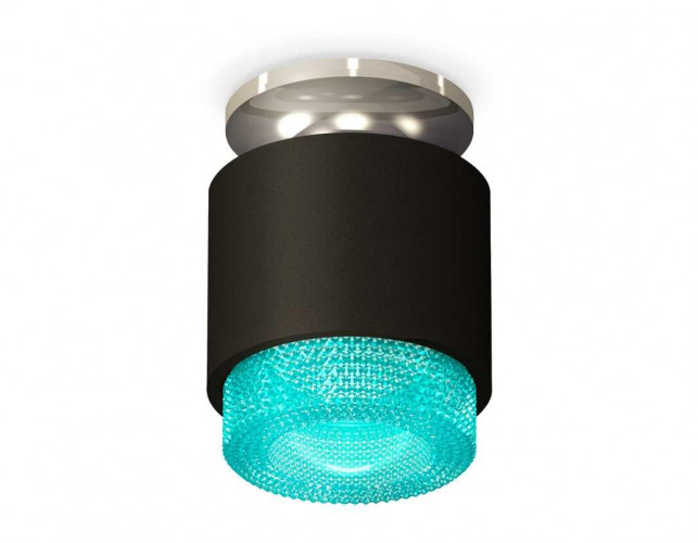 Комплект накладного светильника Ambrella light Techno Spot XS7511082 SBK/PSL/BL черный песок/серебро полированное/голубой (N7927, C7511, N7194)