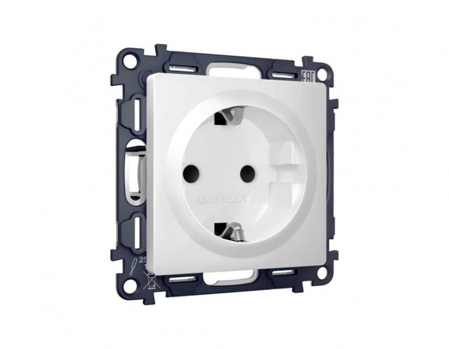 Комплект механизма электрической розетки AMBRELLA VOLT  ALFA Белый матовый с/з с шторками QUANT (AP1270, VM141) MA127010