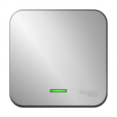 Выключатель одноклавишный Systeme Electric Blanca 10A 250V с подсветкой алюминий BLNVA101113