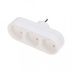 Тройник электрический линейный 10А б/з вертикальный, белый REXANT 11-1078