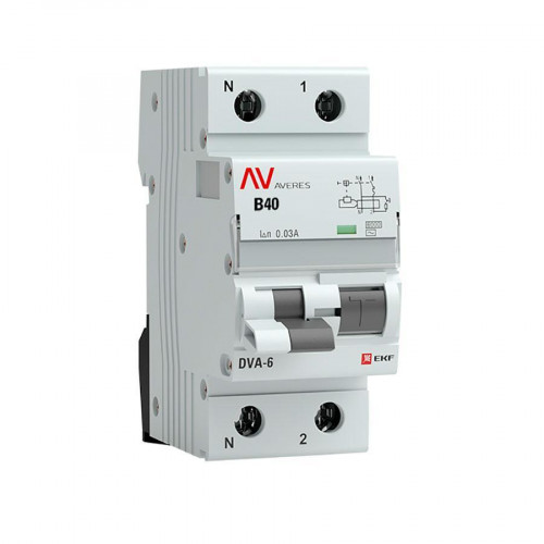 Дифференциальный автомат DVA-6 1P+N 40А (C) 30мА (AC) 6кА EKF AVERES rcbo6-1pn-40C-30-ac-av