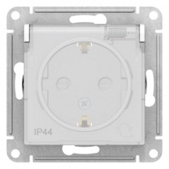 Розетка 2К+З Systeme Electric AtlasDesign 16A 250V со шторками и крышкой белая ATN440146