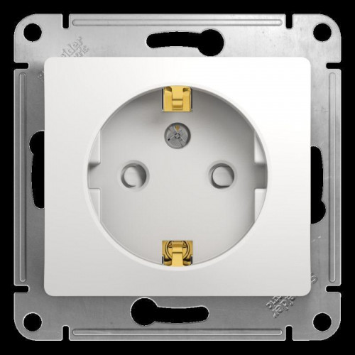Розетка 2К+З Systeme Electric Glossa 16A 250V со шторками белая GSL000145