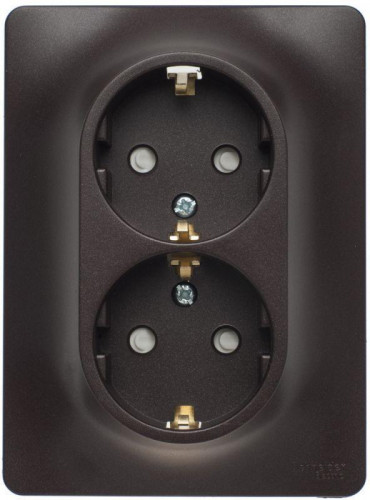 Розетка двойная 2К+З Systeme Electric Glossa 16A 250V со шторками шоколад GSL000826