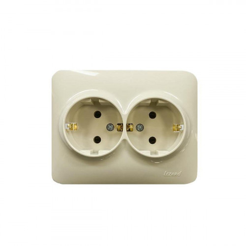Розетка 2-ая с зазем. Lezard Karina Life кремовая 708-0300-127B