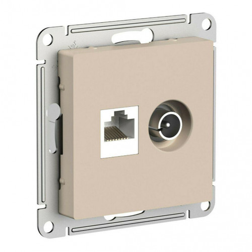 Розетка компьютерная RJ45/телевизионная TV Systeme Electric AtlasDesign кат. 5Е песочный ATN001289