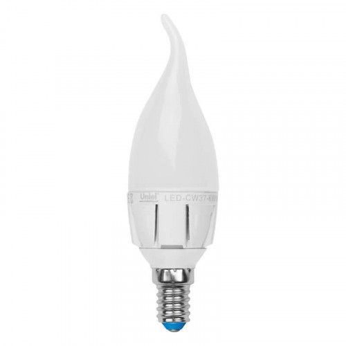 Лампа светодиодная диммируемая Uniel E14 6W 4500K матовая LED-CW37-6W/NW/E14/FR/DIM PLP01WH UL-00000727