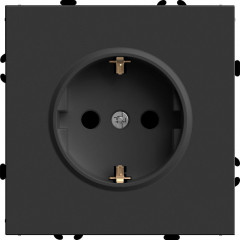 Розетка 2P+PE Stekker Эмили со шторками черный уголь RST16-5110-05 49854