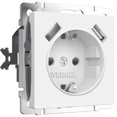 Розетка Werkel с заземлением, шторками и USBх2 белый матовый W1171561 4690389191992