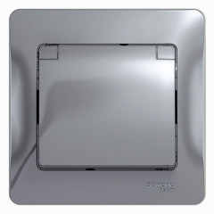 Розетка 2К+З Systeme Electric Glossa 16A 250V со шторками и крышкой алюминий GSL000346