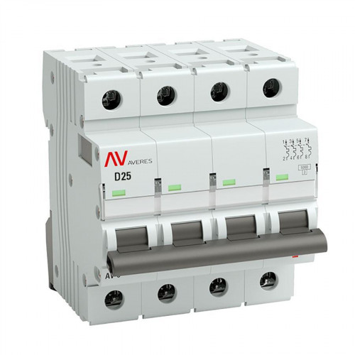 Выключатель автоматический AV-6 4P 25A (D) 6kA EKF AVERES mcb6-4-25D-av