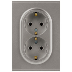 Розетка ЭРА Arktik 16-2105-07 двойная с заземлением 2X2P+E Schuko со шторками 16А-250В титан Б0070460