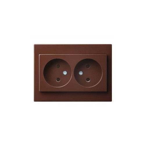 Розетка двойная 2P Liregus Epsilon коричневый 28-1364