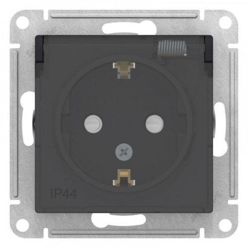 Розетка 2К+З Systeme Electric AtlasDesign 16A 250V со шторками и крышкой карбон ATN441046