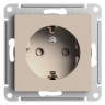 Розетка 2К+З Systeme Electric AtlasDesign 16A 250V со шторками песочный ATN001245