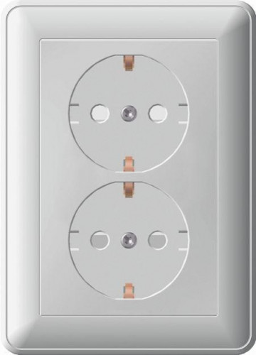 Розетка двойная 2К+З Systeme Electric W59 16A 250V со шторками слоновая кость RS16-255-28