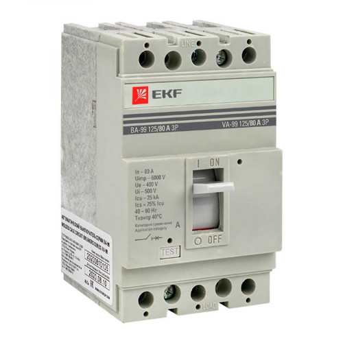 Выключатель автоматический ВА-99 125/ 80А 3P 25кА EKF PROxima mccb99-125-80