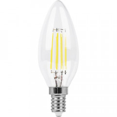 Лампа светодиодная филаментная Feron E14 11W 2700K Свеча Прозрачная LB-713 38006