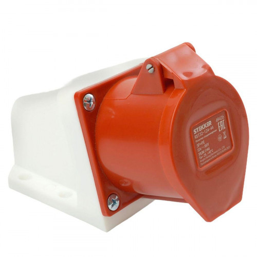 Розетка 3P+PE Stekker с крышкой красный RST32-124-44 49436