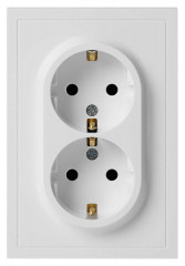Розетка ЭРА Galaxy 15-2104-08 с заземлением двойная 2X2P+E Schuko 16А-250В IP20 белый матовый Б0070691