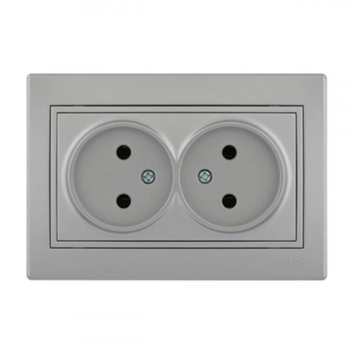 Розетка 2-ая без зазем. Lezard Mira серебро 701-1010-128B