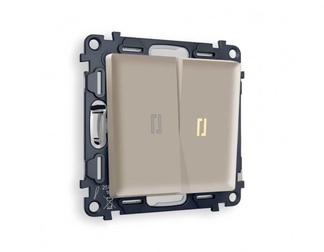 Комплект механизма 2-кл выключателя AMBRELLA VOLT с подсветкой 3200K ALFA Серо-бежевый матовый QUANT (AP3640, VM115, G11Y) MA364010