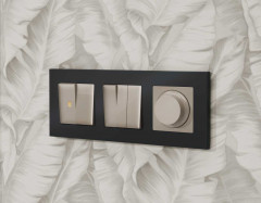 Комплект механизма 2-кл выключателя AMBRELLA VOLT с подсветкой 3200K ALFA Серо-бежевый матовый QUANT (AP3640, VM115, G11Y) MA364010