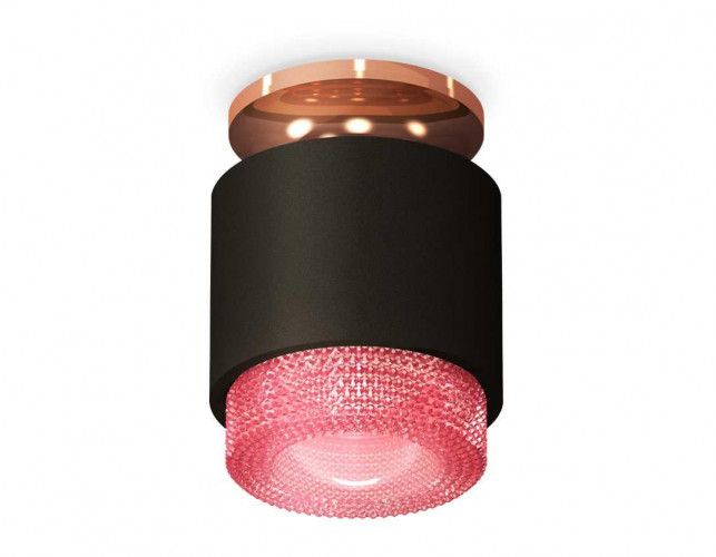 Комплект накладного светильника Ambrella light Techno Spot XS7511142 SBK/PPG/PI черный песок/золото розовое полированное/розовый (N7930,C7511,N7193)