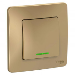 Выключатель одноклавишный Systeme Electric Blanca 10A 250V с подсветкой титан BLNVS010114