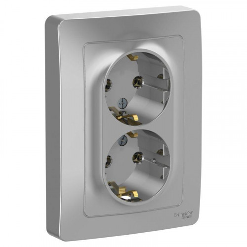 Розетка двойная 2К+З Systeme Electric Blanca 16A 250V алюминий BLNRS001023