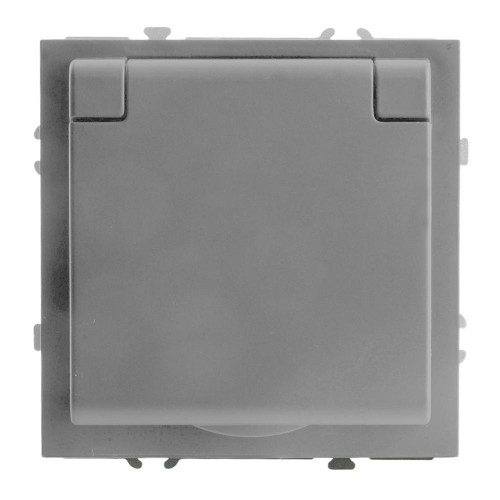 Розетка 1-местная с крышкой с защ. штор, STEKKER, б/з, 250В, 16А, серия Эмили, RST16-5113-10, платиново-серый, soft touch 49956