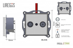 ТВ-розетка проходная TV/R Liregus Retro черный матовый 29-229