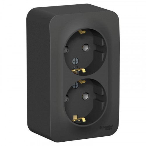 Розетка двойная 2К+З Systeme Electric Blanca 16A 250V антрацит BLNRA010206