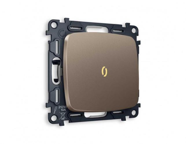 Комплект механизма 1-кл проходного выключателя AMBRELLA VOLT с подсветкой 3200K OMEGA Темная бронза матовый QUANT (OP6320, VM105, G22Y) MO632030