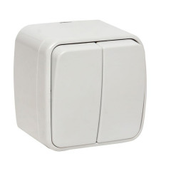 Минск Выключатель 2-клавишный ОП 10А белый EKF Basic EGV10-023-10