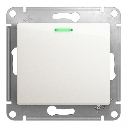 Переключатель одноклавишный проходной Systeme Electric Glossa 10A 250V с подсветкой перламутр GSL000663