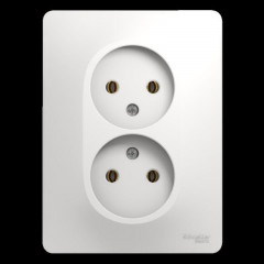 Розетка двойная 2К Systeme Electric Glossa 16A 250V белая GSL000120