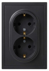 Розетка ЭРА Galaxy 15-2104-05 с заземлением двойная 2X2P+E Schuko 16А-250В IP20 антрацит Б0070685