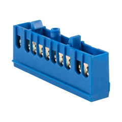 Шина "0" N (6х9мм) 10 отверстий латунь синий изолированный корпус на DIN-рейку EKF PROxima sn0-63-10-ib