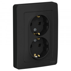 Розетка двойная 2К+З Systeme Electric Blanca 16A 250V антрацит BLNRS001026