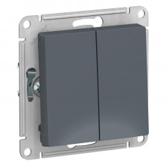 Переключатель двухклавишный проходной Systeme Electric AtlasDesign 10A 250V грифель ATN000765