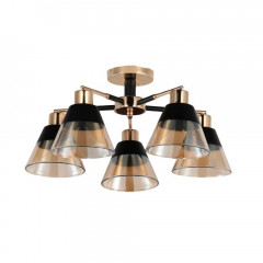Потолочная люстра ЭкономСвет 12209/5BK+FGD AMB+BK