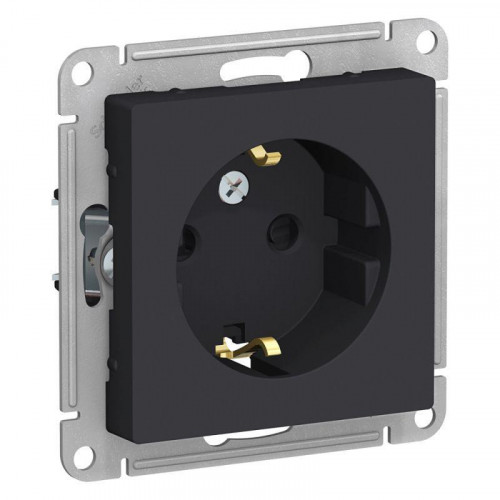 Розетка 2К+З Systeme Electric AtlasDesign 16A 250V со шторками карбон ATN001045