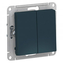 Переключатель двухклавишный проходной Systeme Electric AtlasDesign 10A 250V изумруд ATN000865