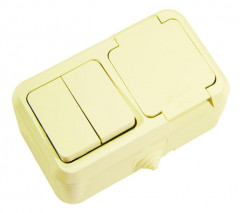 Выключатель двухклавишный +Розетка Makel 18251